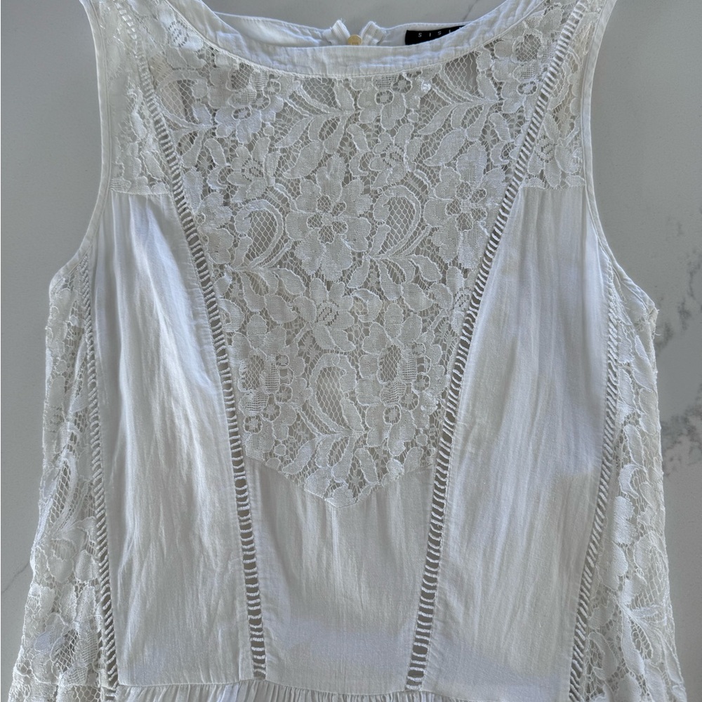 SISLEY Elegant White Lace Maxi Dress - Picture 6 of 10